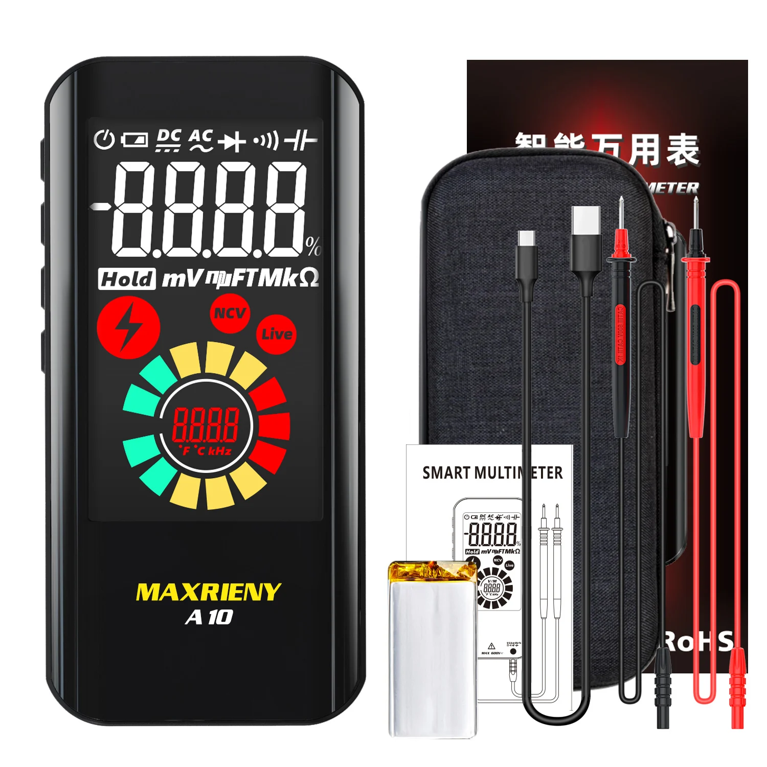 MAXRIENY A10 Smart Digital Multimeter, True RMS, Color Display, A10