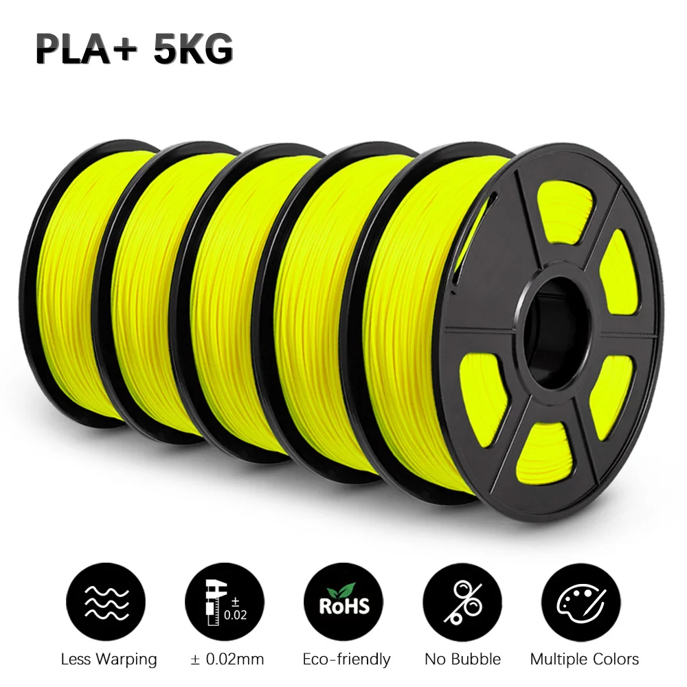 SUNLU PLA+ Filament 1.75mm, 5 kg (5 × 1 kg), PLAPLUS YELLOW 5KG