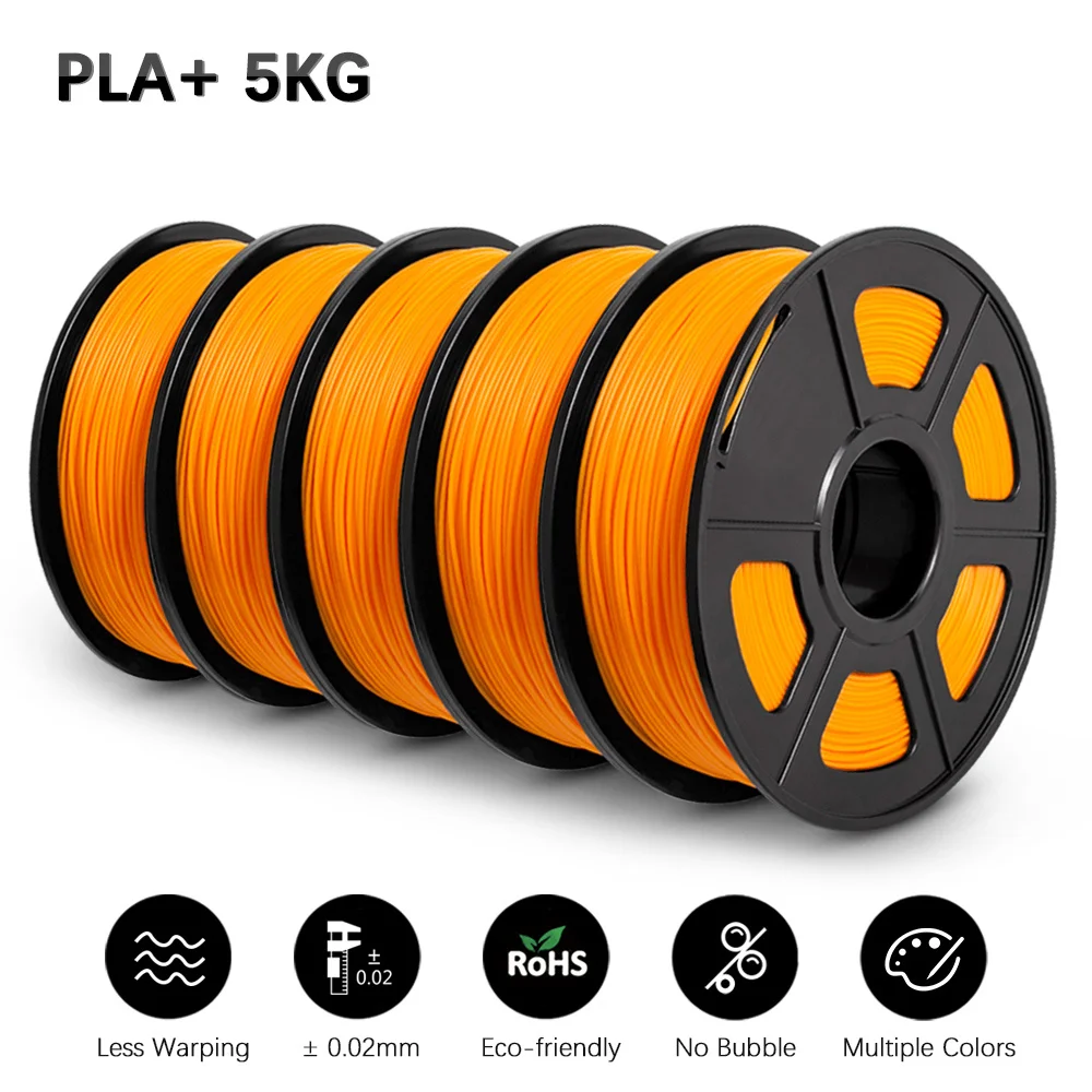 SUNLU PLA+ Filament 1.75mm, 5 kg (5 × 1 kg), PLA PLUS ORANGE 5KG