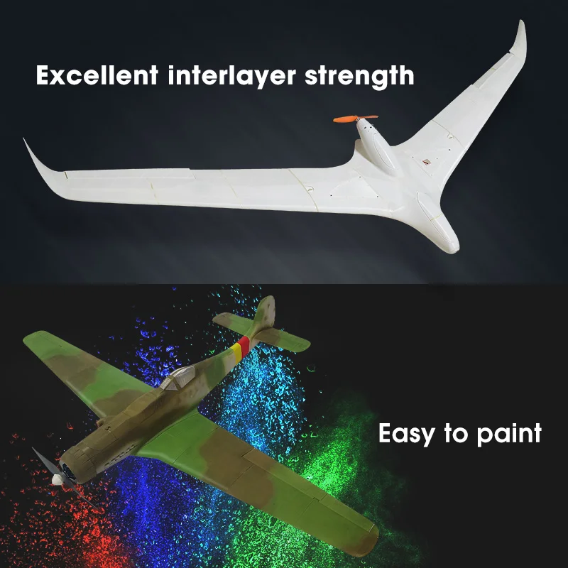 Model airplane printed with eSUN ePLA-LW, painted, showing interlayer strength
