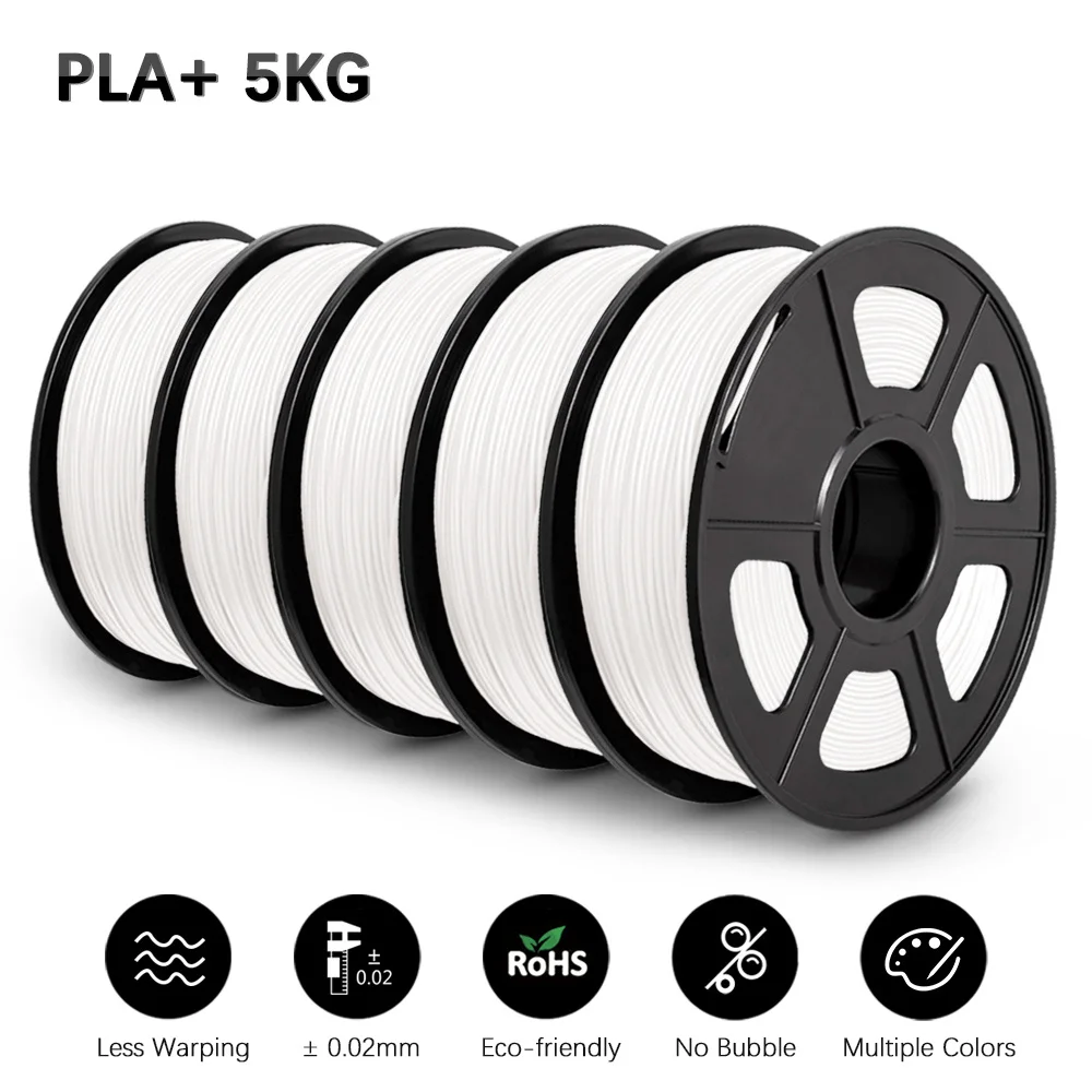 SUNLU PLA+ Filament 1.75mm, 5 kg (5 × 1 kg), PLA PLUS WHIIT 5KG