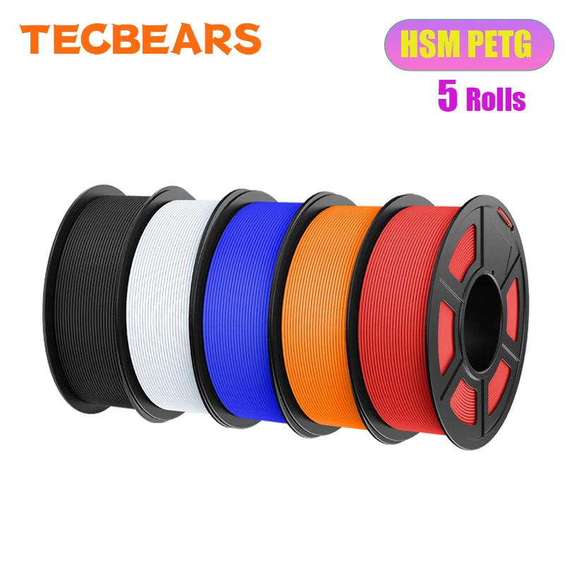 TECBEARS High Speed Matte PETG Filament 1.75mm, 5 kg Set, HSMPETG 5MIX03
