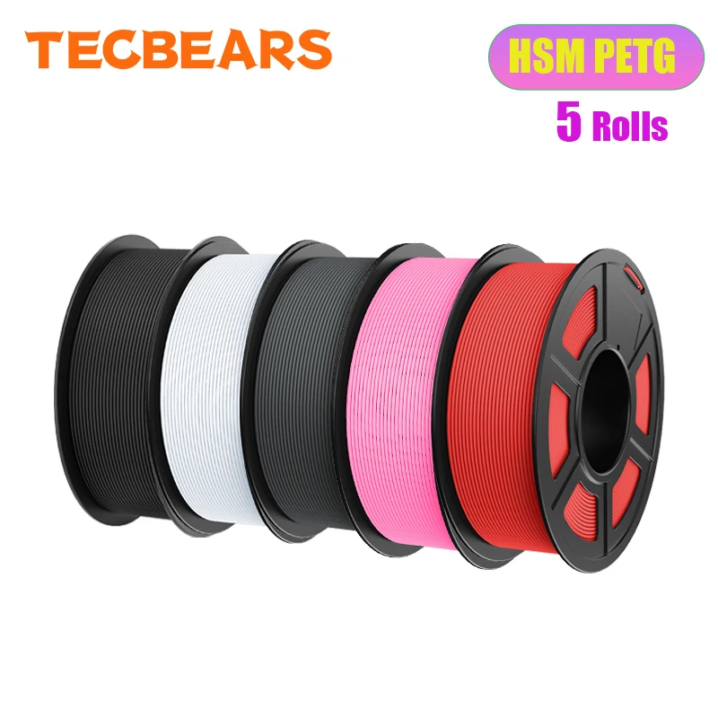 TECBEARS High Speed Matte PETG Filament 1.75mm, 5 kg Set, HSMPETG 5MIX07