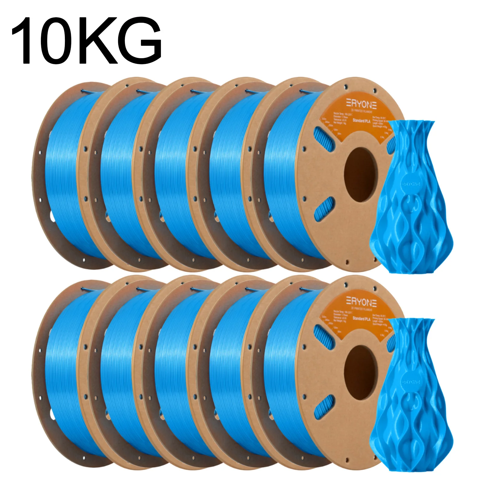 ERYONE Standard PLA Filament 1.75mm, 10 kg (10 × 1 kg), Blue