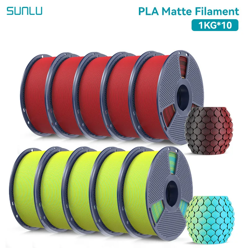 SUNLU Dual Color Matte PLA Filament 1.75mm, 10 kg, 5BKRD 5YLCY