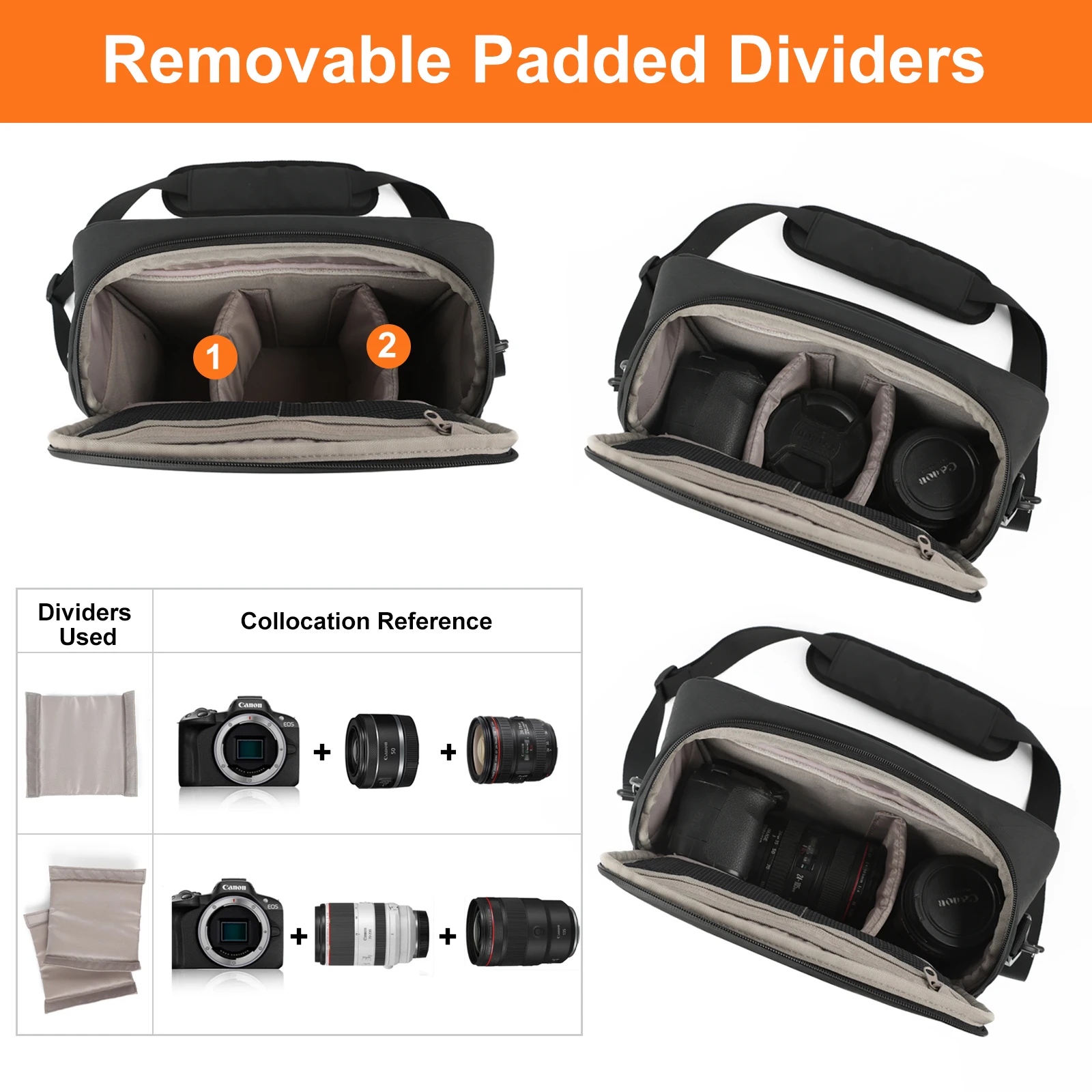 Besnfoto Waterproof Camera Shoulder Bag with Dividers and Tripod Straps – photo 2