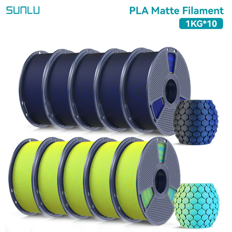SUNLU Dual Color Matte PLA Filament 1.75mm, 10 kg, 5BKBL 5YLCY
