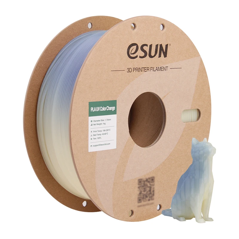 eSUN Photochromic PLA Filament 1.75mm, UV Color Change, 1 kg, UV CHANGE BLUE