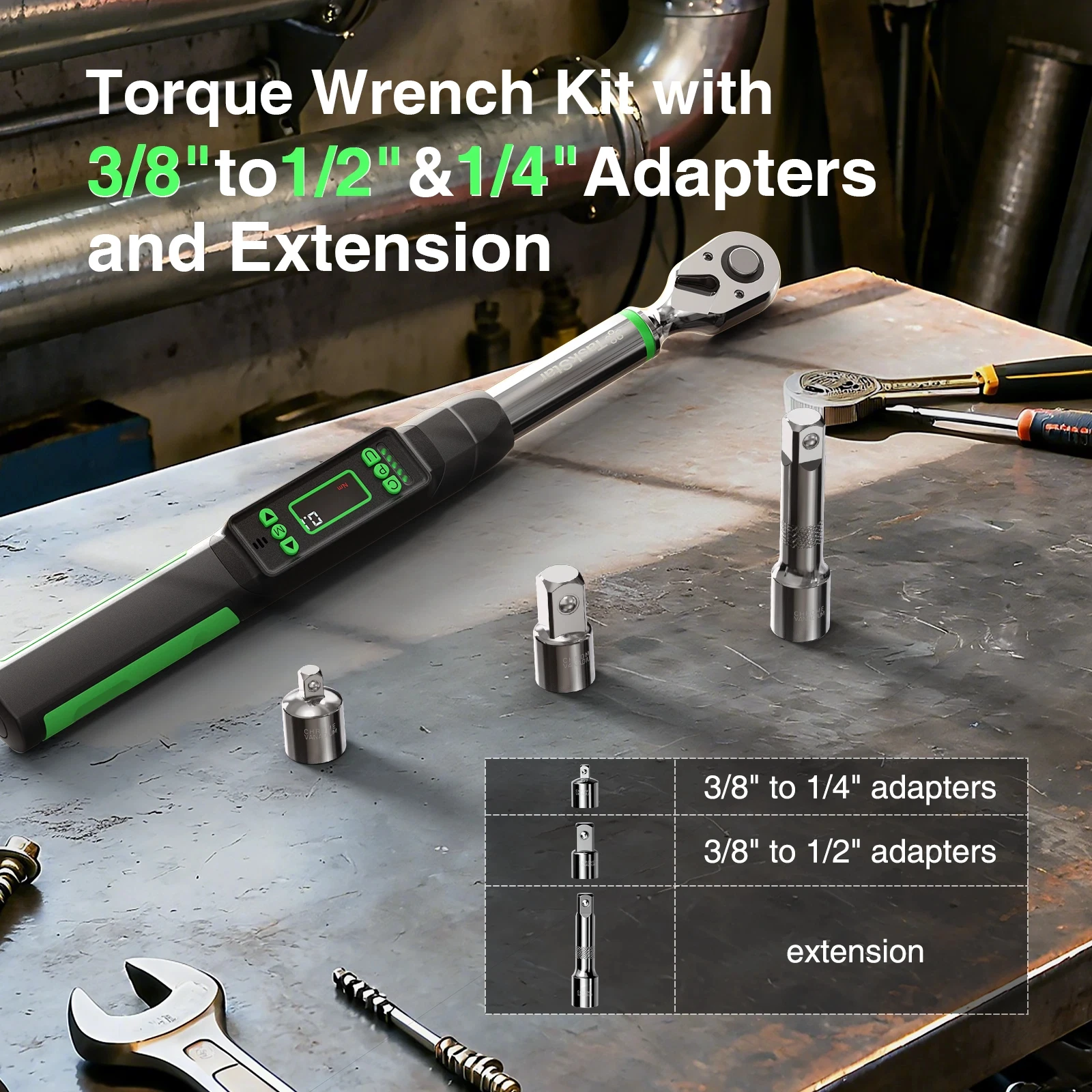 TaskStar 3/8" Digital Torque Wrench, 0–162 ft-lb (0–220 N·m) – photo 2