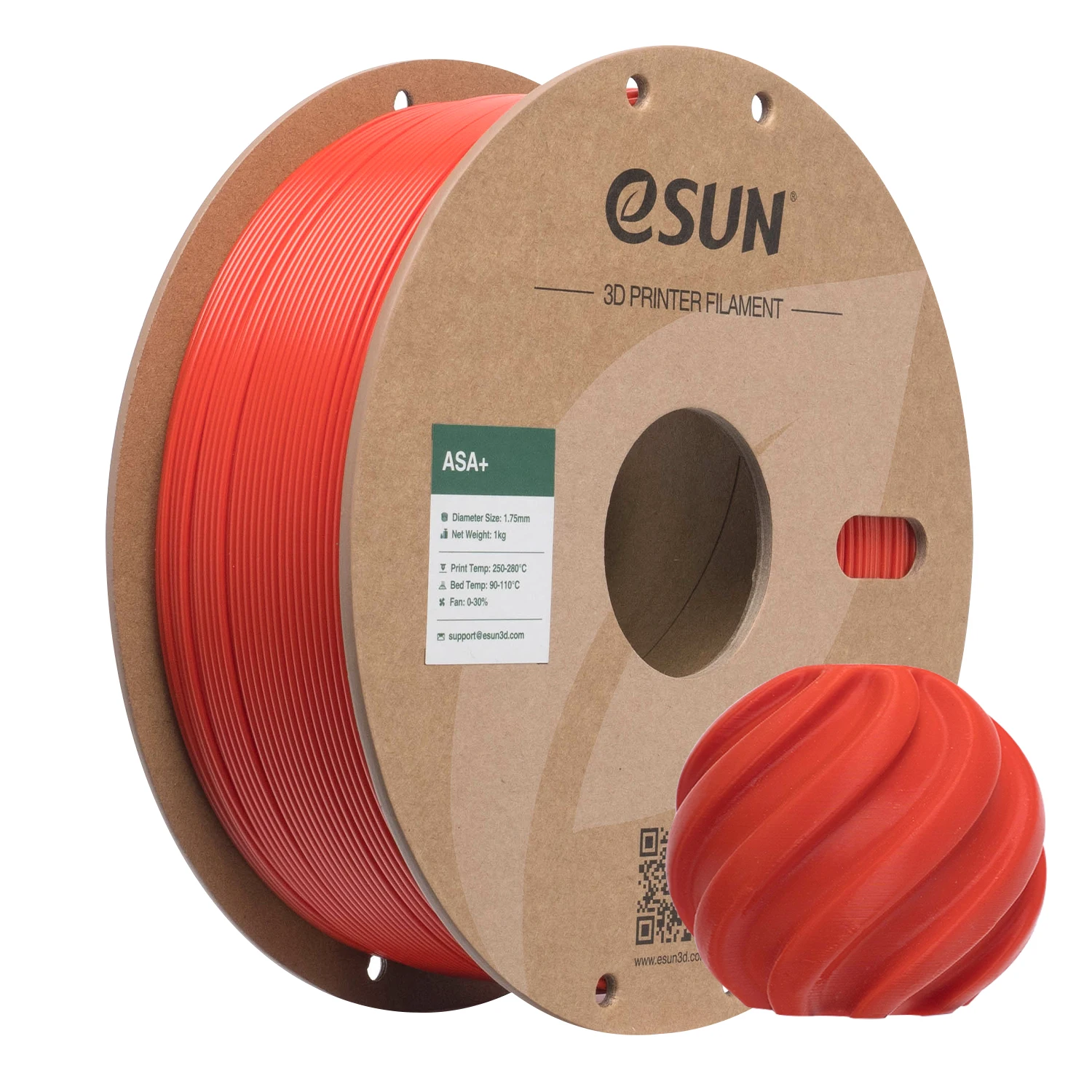 eSUN ASA+ Filament 1.75mm, 1 kg Spool, UV & Weather Resistant, RED