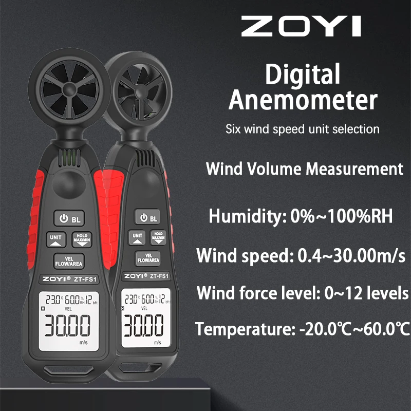 ZOYI ZT-FS1 Mini Anemometer with Temperature & Humidity