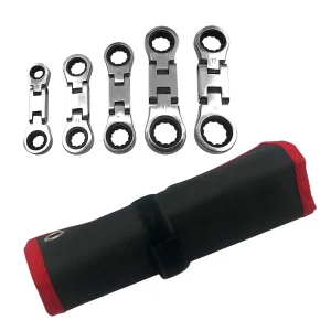 GOSWIFT 5-Piece Flex-Head Stubby Ratcheting Wrench Set, Metric