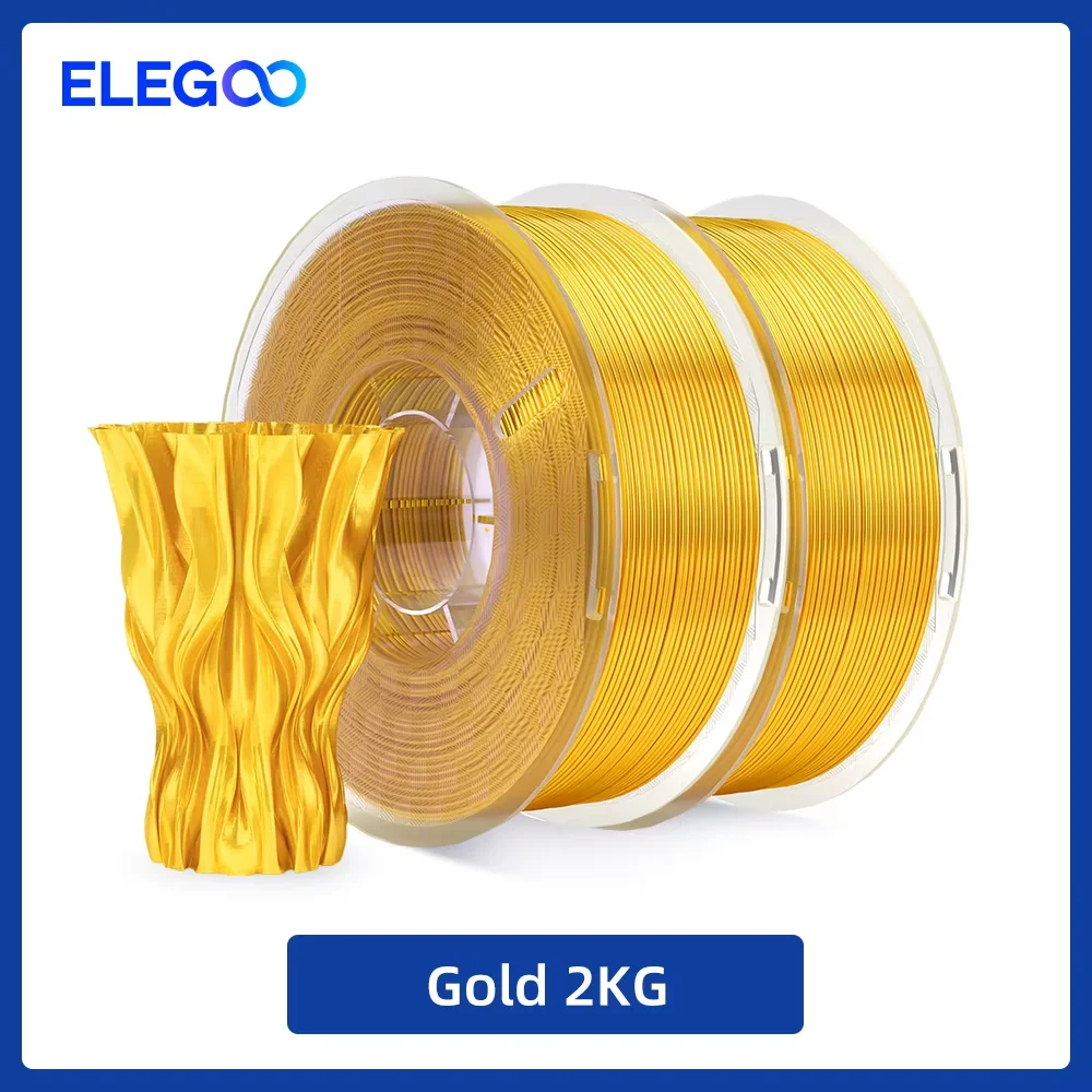 ELEGOO Silk PLA Filament 1.75mm, 2 kg Packs, Gold 2kg