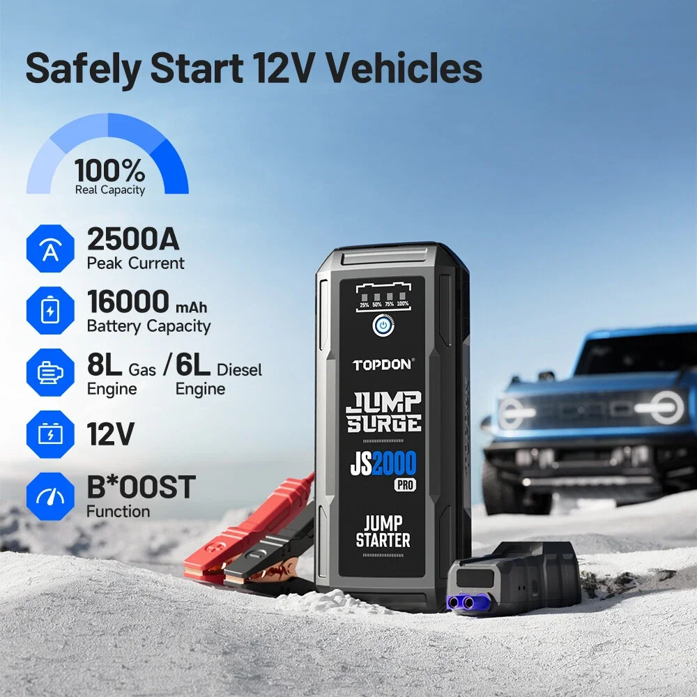 TOPDON JS2000PRO 2500A Jump Starter & Power Bank, 16,000 mAh – photo 2
