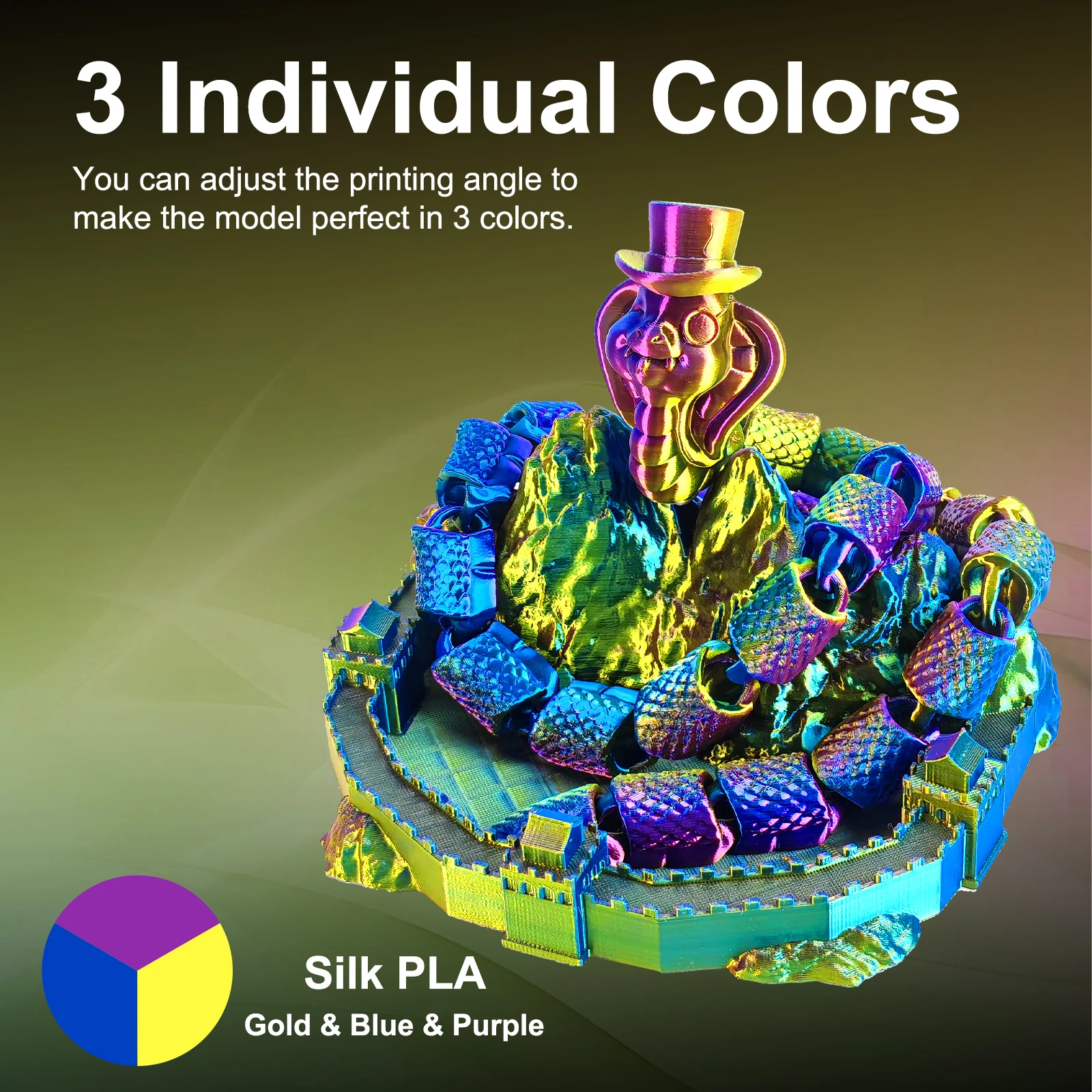 ERYONE Triple Color Silk PLA Filament 1.75mm, 10 kg – photo 2