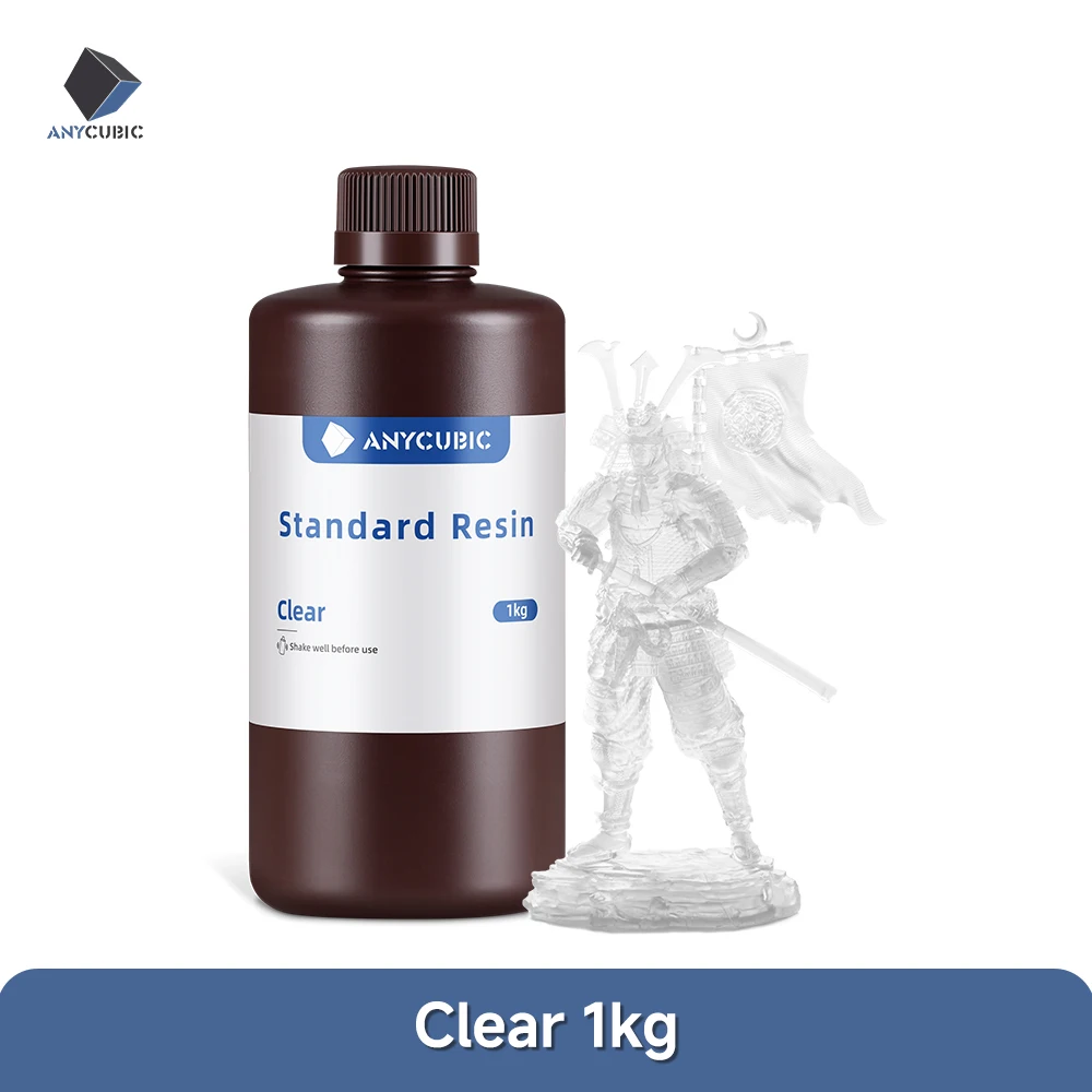 ANYCUBIC Standard UV Resin 405nm, 1 kg Bottle (Translucent Colors), 1kg Clear