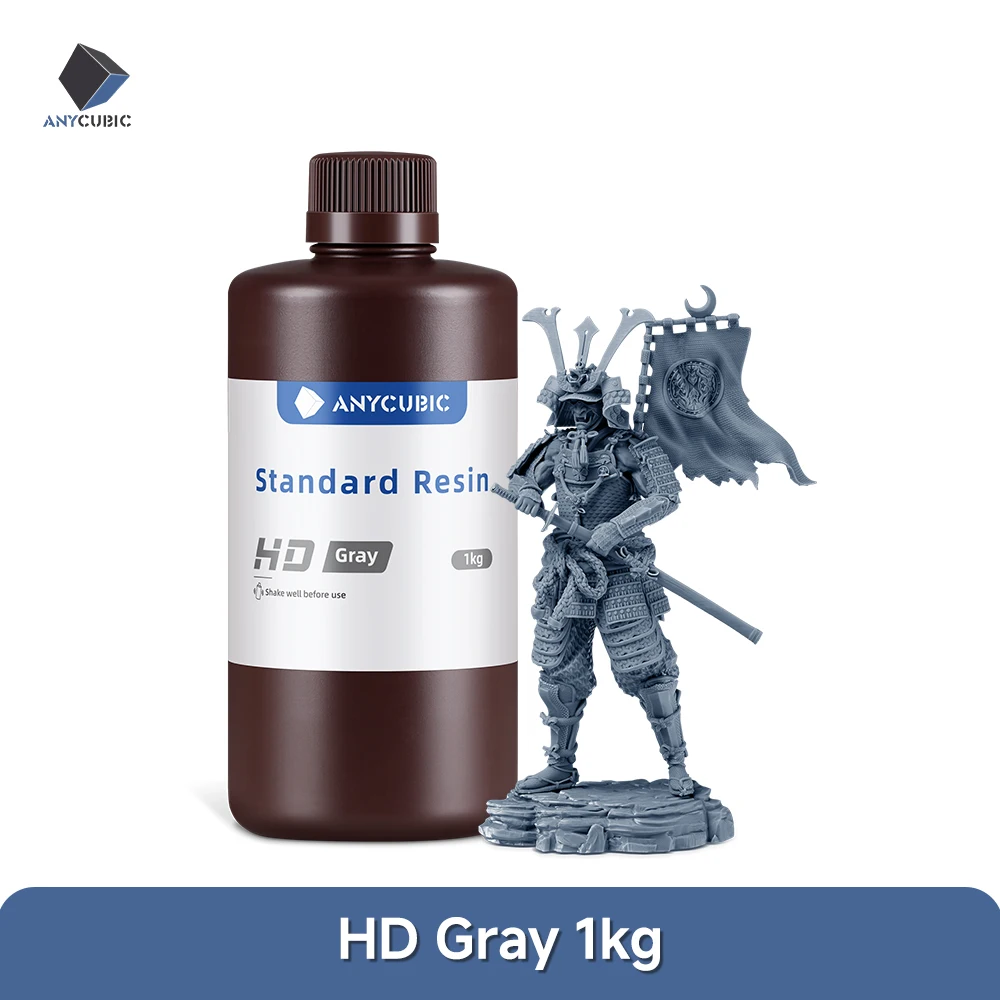 ANYCUBIC Standard UV Resin 405nm, 1 kg Bottle, 1kg HD Gray