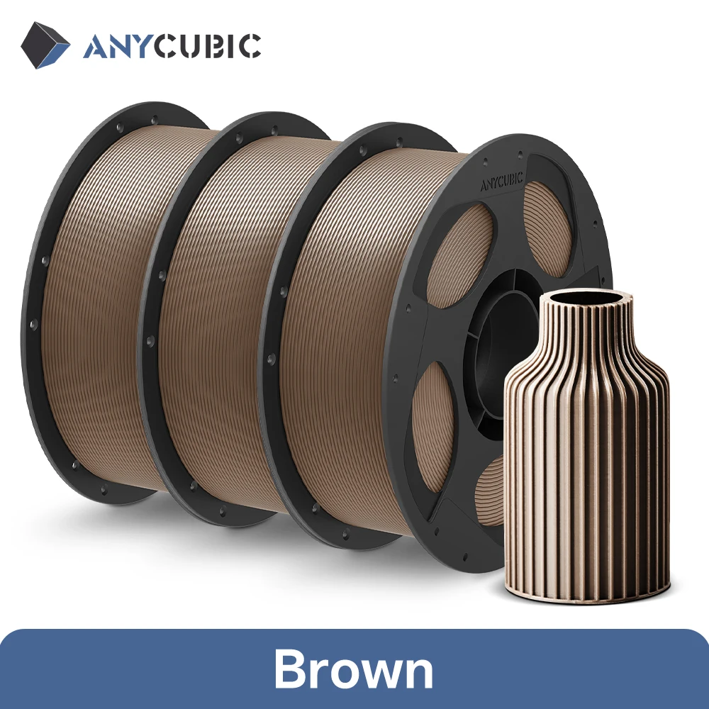 ANYCUBIC PLA Filament 1.75mm, 3 kg (3 × 1 kg), Brown 3KG