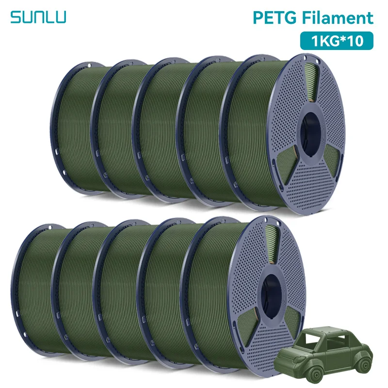 SUNLU PETG Filament 1.75mm, 10 Spools, Olive Green