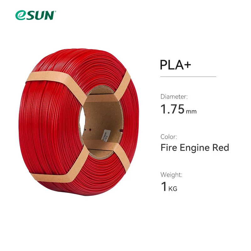 eSUN PLA+ Filament 1.75mm, 1 kg Refill or Spool, Fire Engine Red