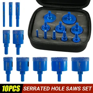 LOZLIN Diamond Core Drill Bit Set for Tile, 10 Pieces (6–50 mm)