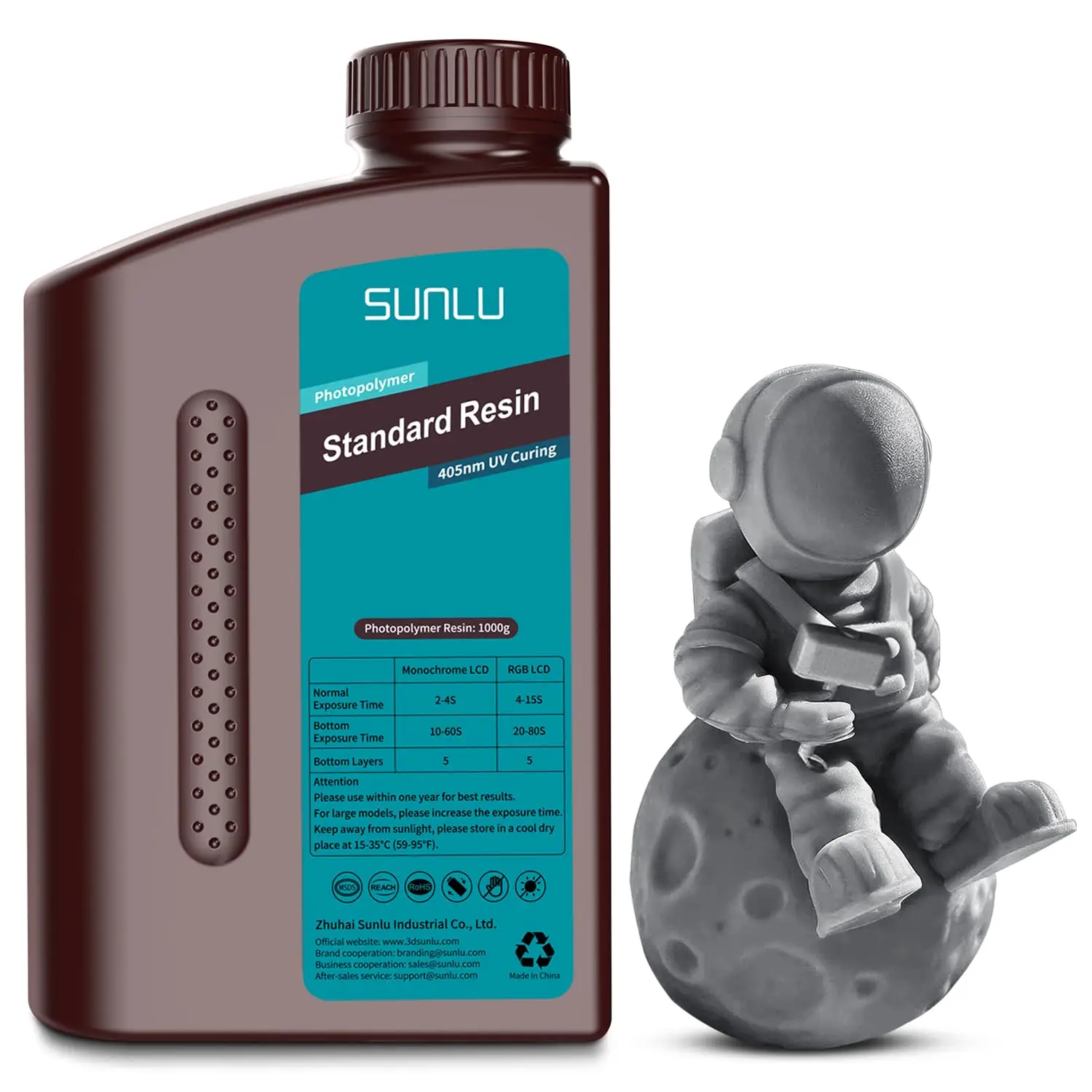 SUNLU Standard or ABS-Like UV Resin 405nm, 1 kg, Standard darkGrey