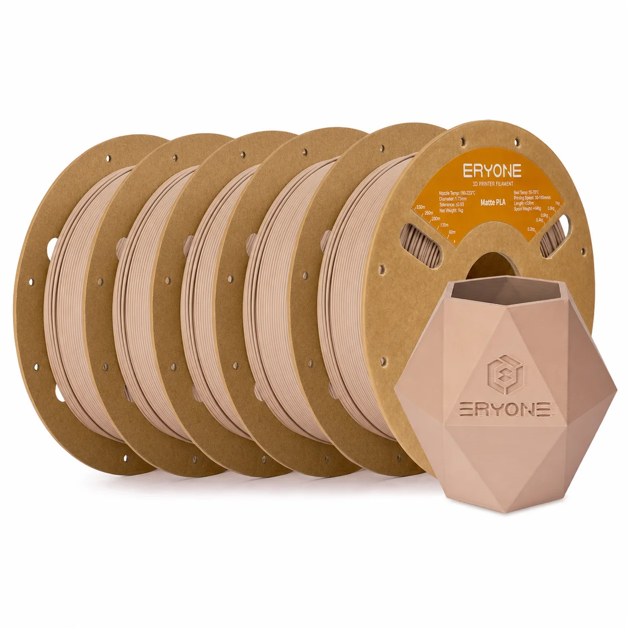 ERYONE Matte PLA Filament 1.75mm, 5 kg (5 × 1 kg), Iced Latte