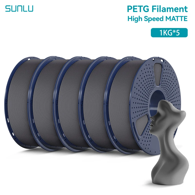 SUNLU High Speed Matte PETG Filament 1.75mm, 5 kg, HSMPETG Grey