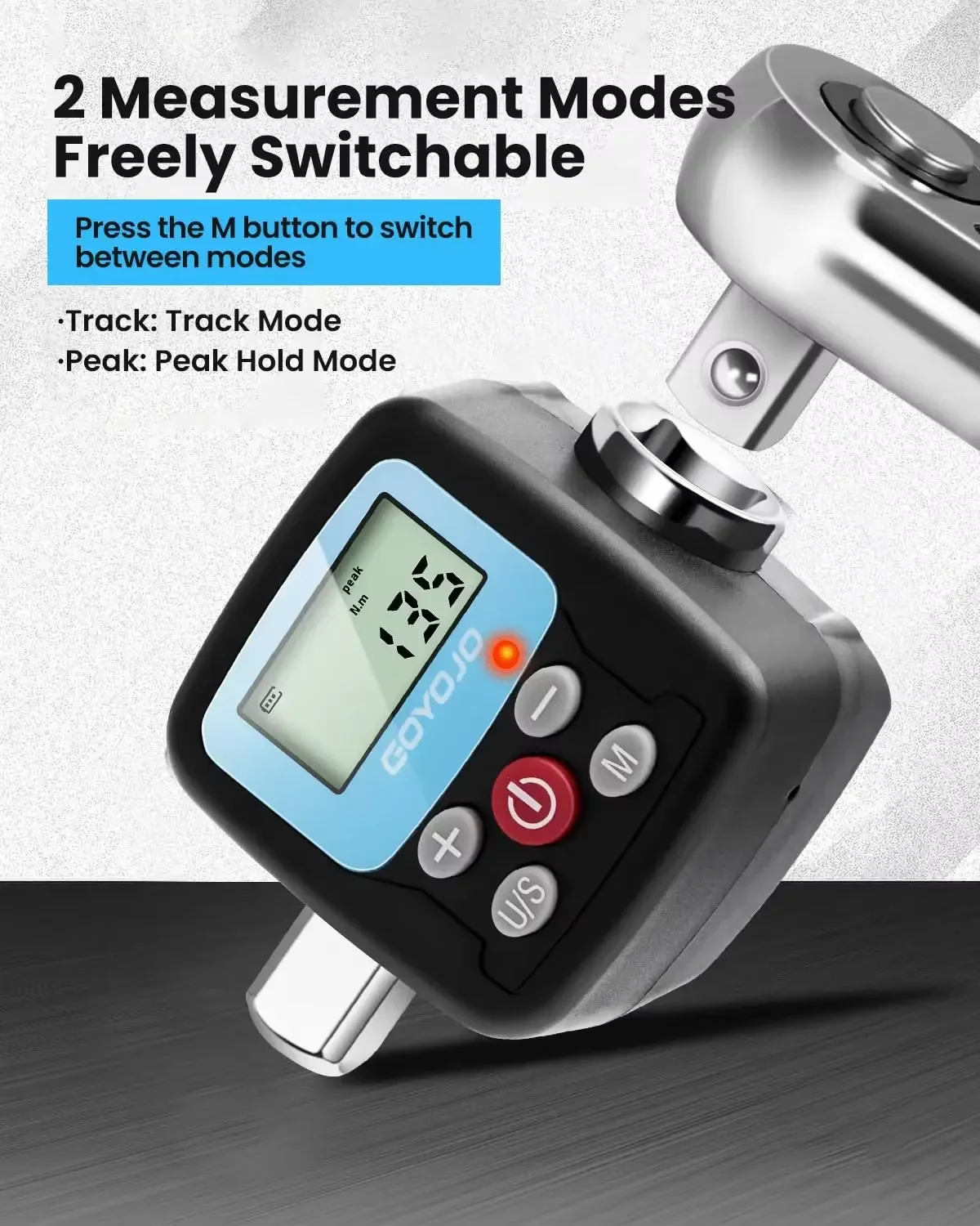 GOYOJO Digital Torque Adapter with LCD, 1/4" to 1/2" Drive – photo 4
