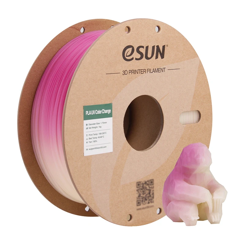 eSUN Photochromic PLA Filament 1.75mm, UV Color Change, 1 kg, UV CHANGE FUCHSIA