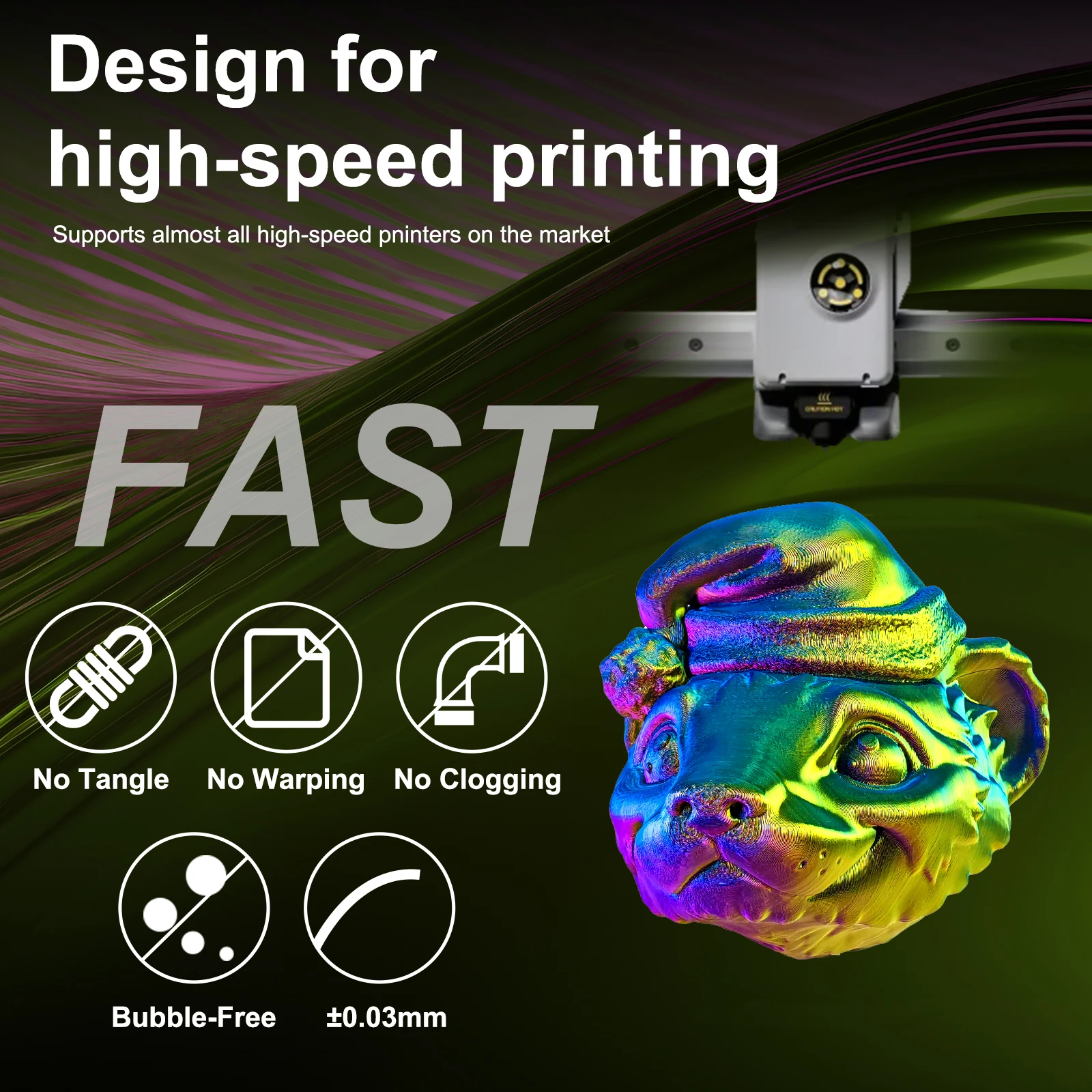 ERYONE Triple Color Silk PLA Filament 1.75mm, 10 kg – photo 4