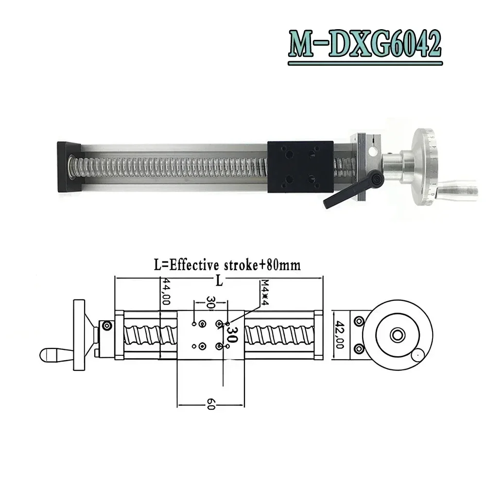 SFU1605 Ball Screw Manual Linear Stage with Handwheel, 100–300 mm – photo 2