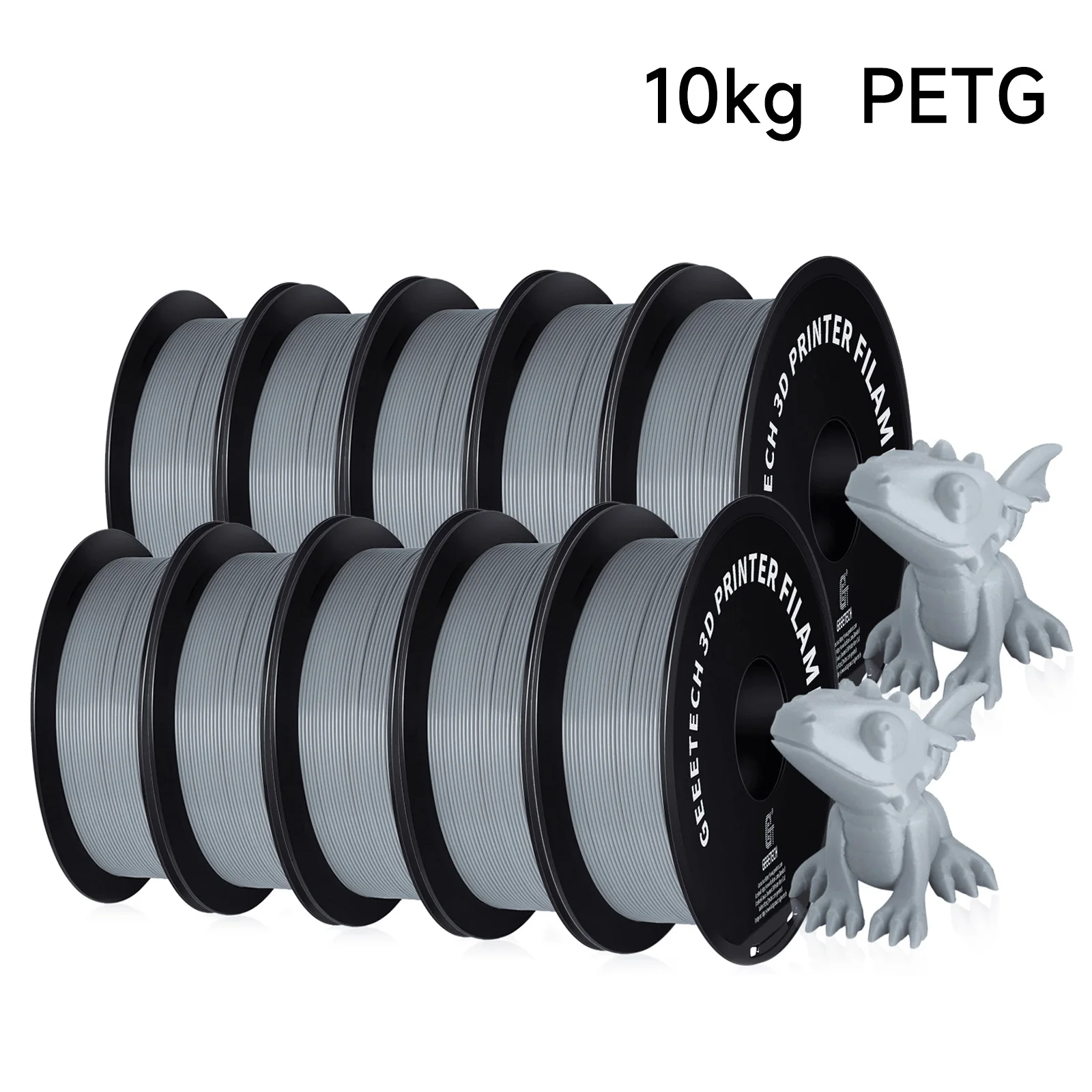 GEEETECH PETG Filament 1.75mm, 10 kg (10 × 1 kg), GRAY