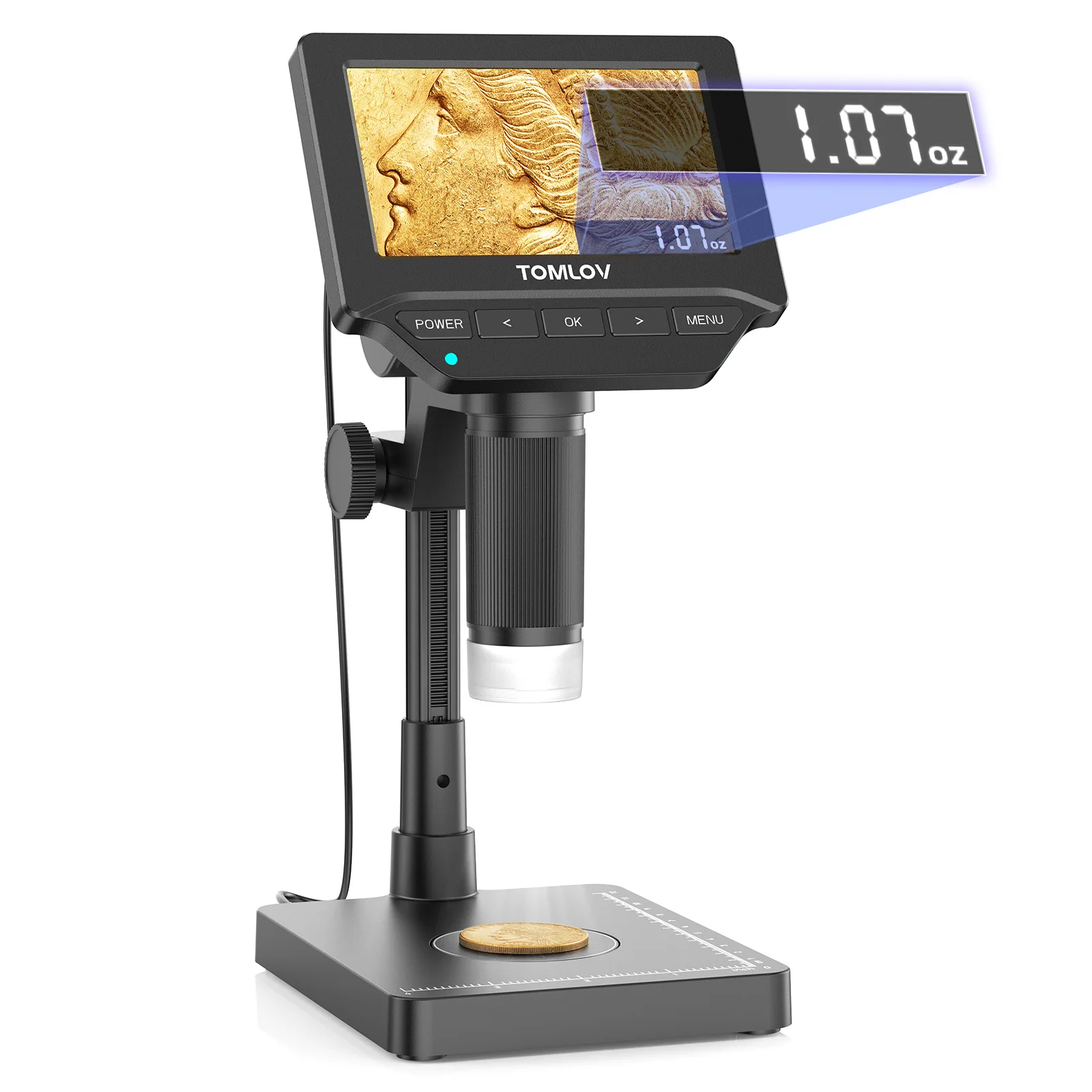 TOMLOV DM4W 4.3" Digital Microscope with Weighing Scale