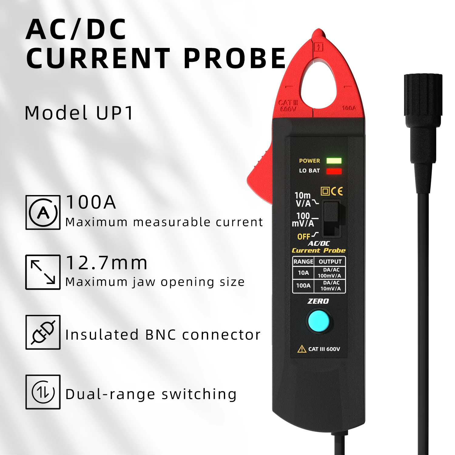 BSIDE UP1 AC/DC Current Clamp Adapter for Oscilloscopes, 10 mA–100 A – photo 5