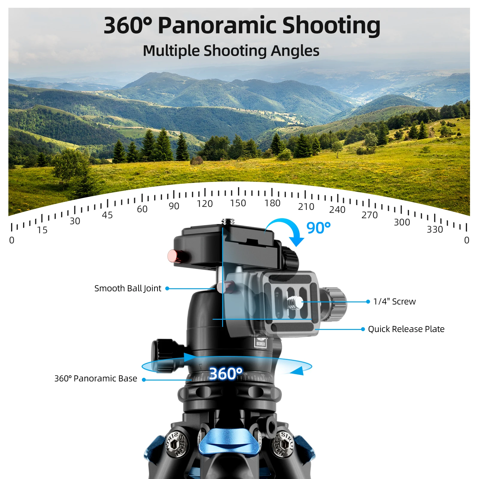 SIRUI AM-225 Carbon Fiber Travel Tripod with B-00K Ball Head – photo 2