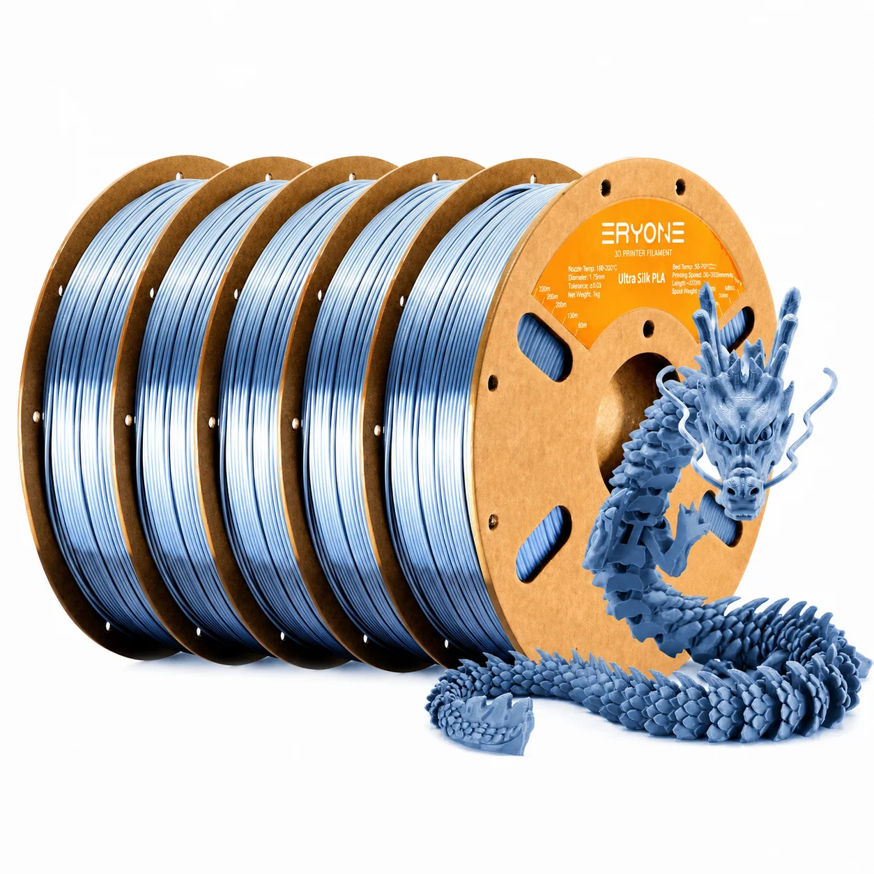 ERYONE Ultra Silk PLA Filament 1.75mm, 5 kg (5 × 1 kg)