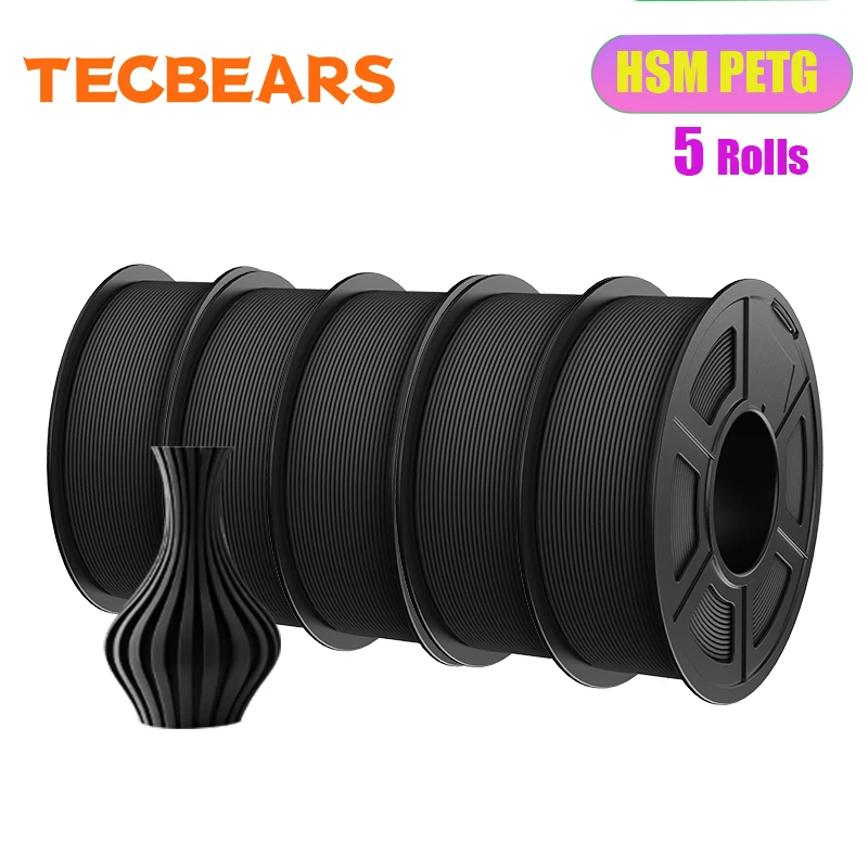 TECBEARS High Speed Matte PETG Filament 1.75mm, 5 kg Set, HSMPETG 5BK