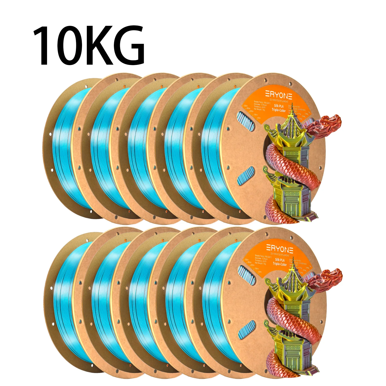 ERYONE Triple Color Silk PLA Filament 1.75mm, 10 kg, Emer Red Gold