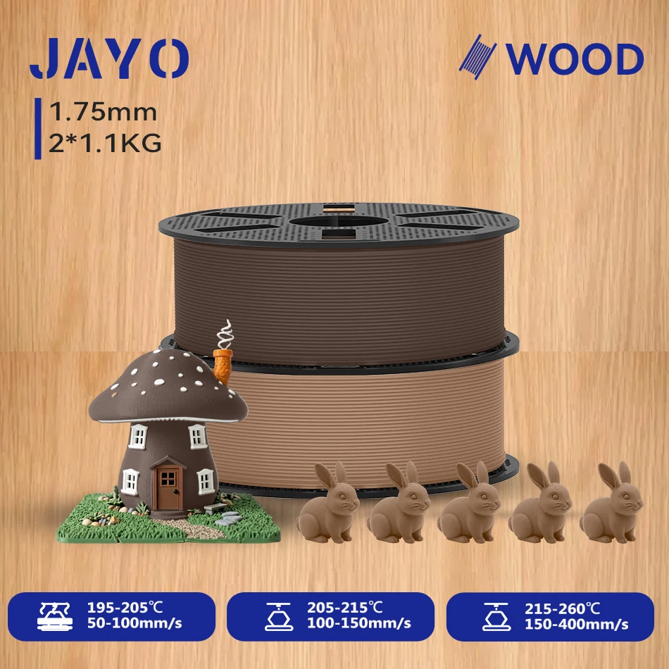 JAYO Wood PLA Filament 1.75mm, 2 × 1.1 kg, WL-WD