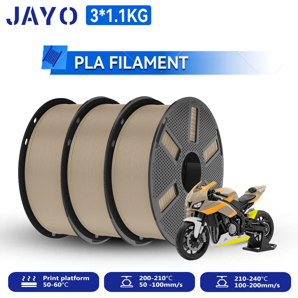 JAYO PLA Filament 1.75mm, 3 × 1.1 kg Single-Color Packs, 3BW