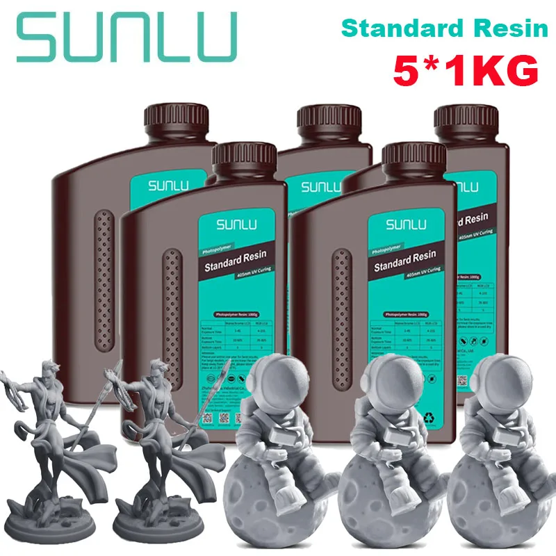 SUNLU Standard & ABS-Like UV Resin 405nm, 5 kg, Standard 3GY 2DG