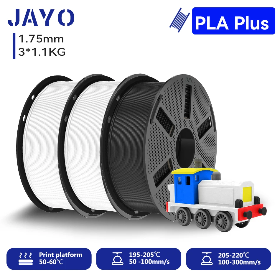 JAYO PLA+ Filament 1.75mm, 3 × 1.1 kg Sets, 2WTBK