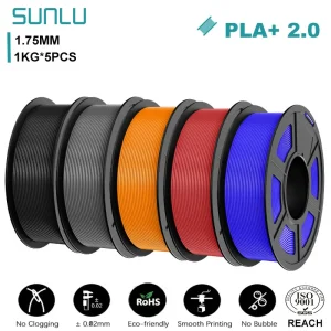 SUNLU PLA+ 2.0 Filament 1.75mm, 5 kg (5 × 1 kg)