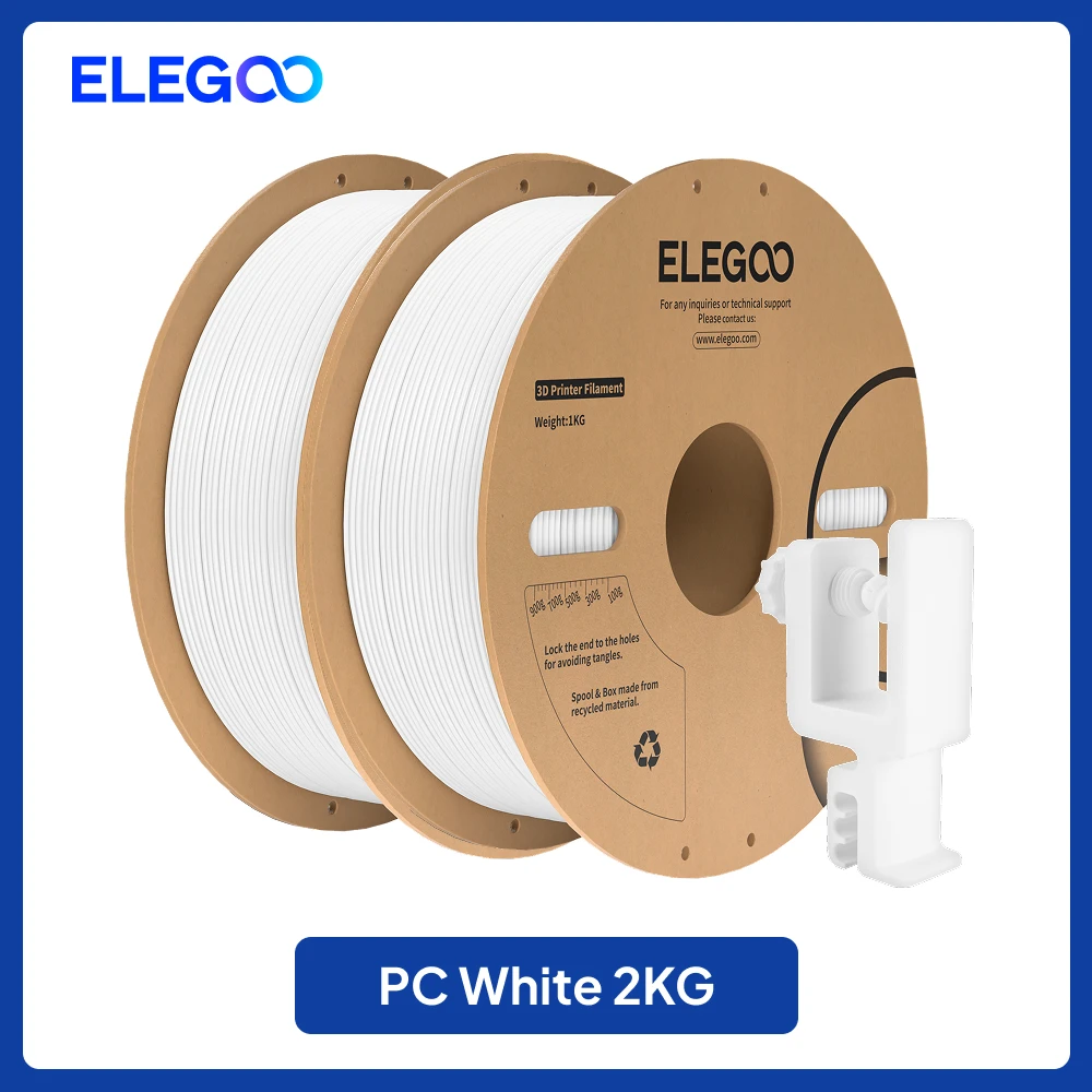 ELEGOO PC Polycarbonate Filament 1.75mm, 2 kg or 4 kg, 2KG White