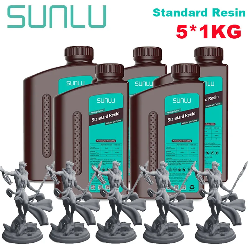 SUNLU Standard & ABS-Like UV Resin 405nm, 5 kg, Standard Dark Gray
