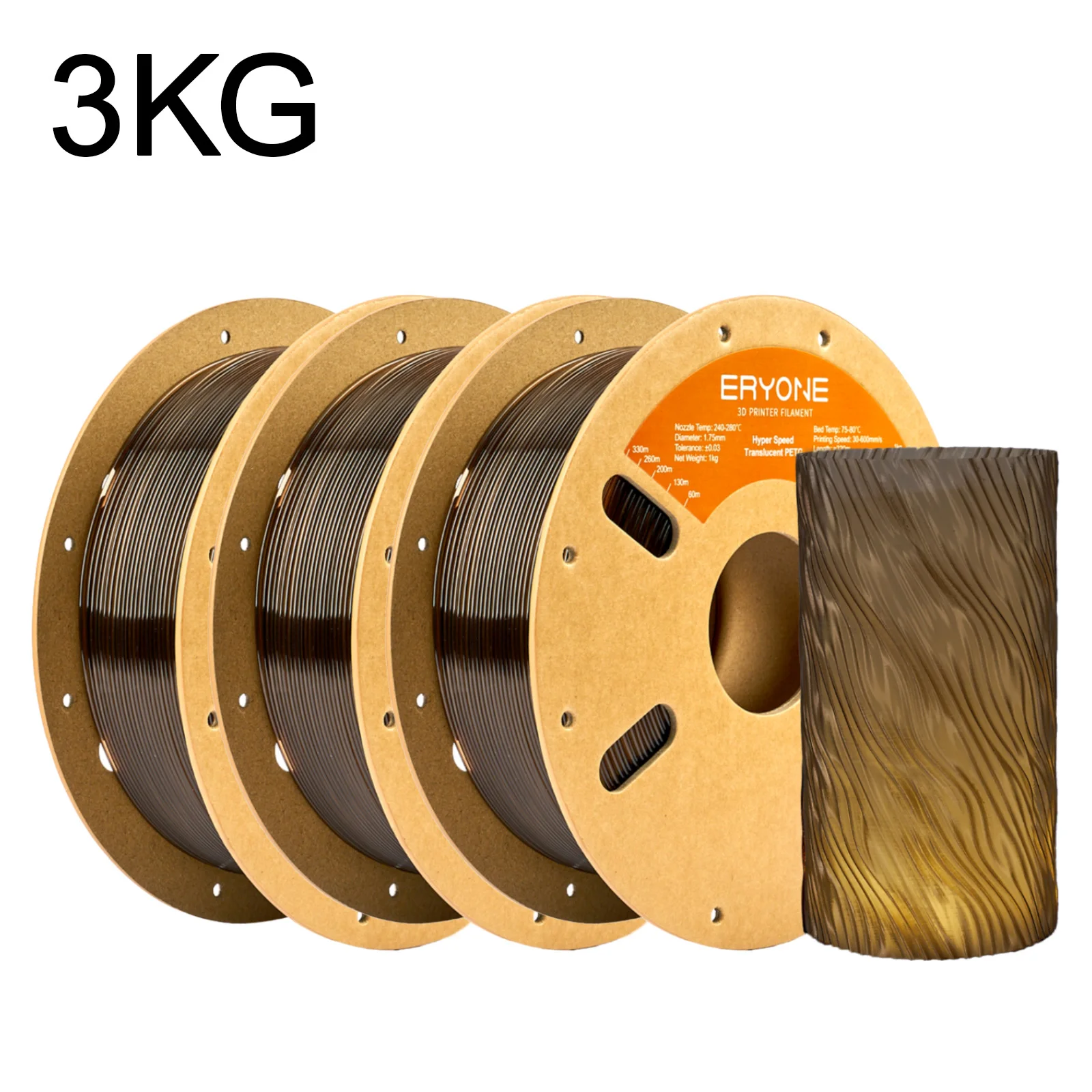 ERYONE PETG & Hyper Speed PETG Filament 1.75mm, 3 kg, HS-Clear Smoked