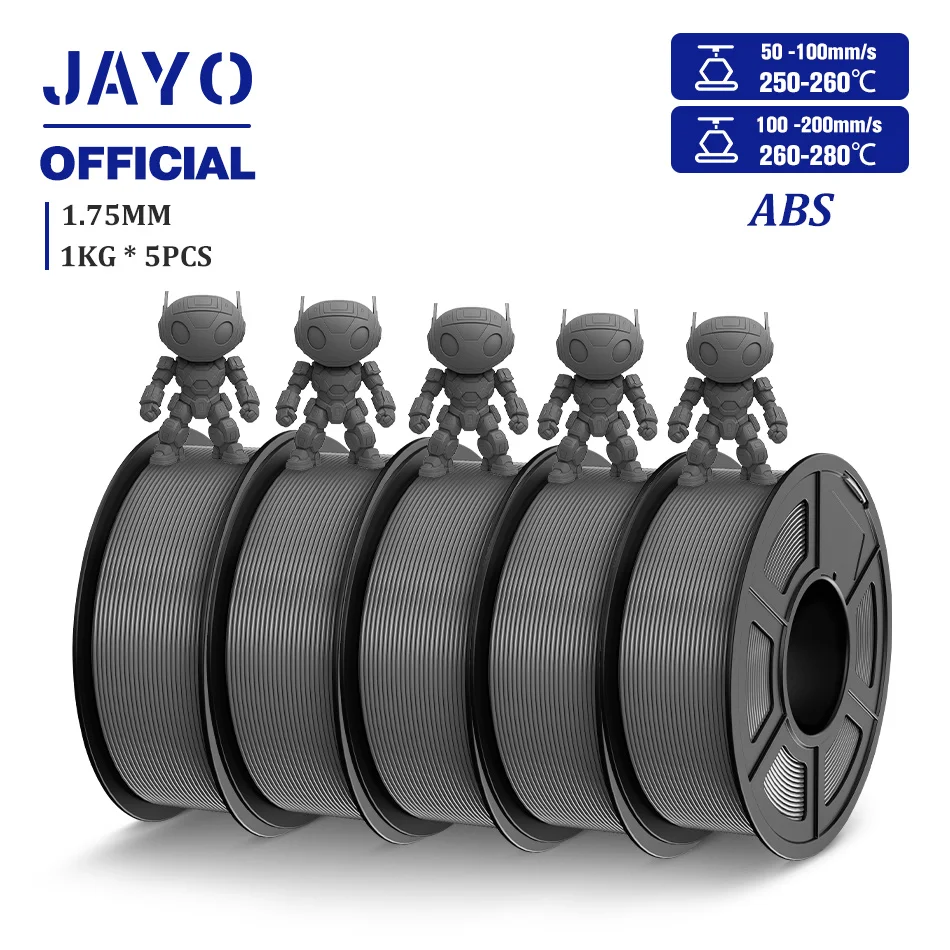 JAYO ABS Filament 1.75mm, 5 Rolls, ABS Grey 5Rolls
