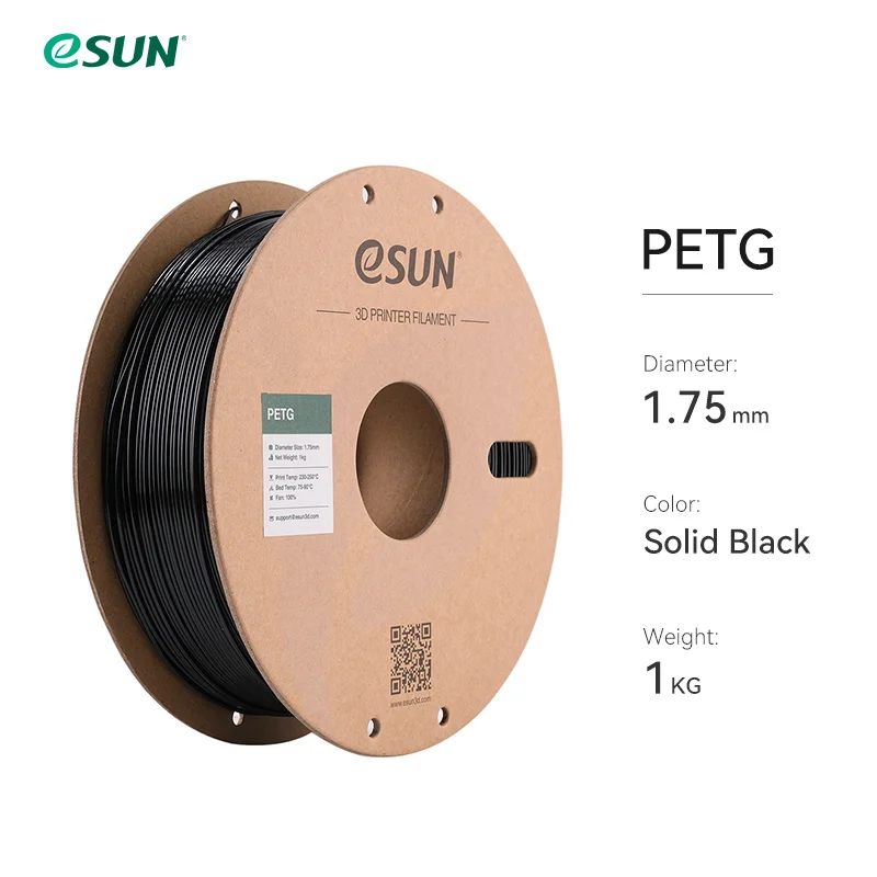 eSUN PETG Filament 1.75mm, 1 kg Spool, Black