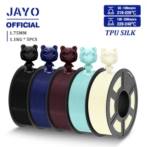 JAYO TPU Silk and Silk PLA+ Filament 1.75mm, 5-Roll Sets